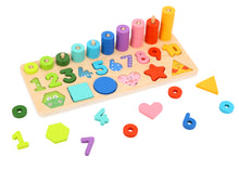 Load image into Gallery viewer, Counting Stacker with shapes toy Tower shapes Learn to Count Stacker.