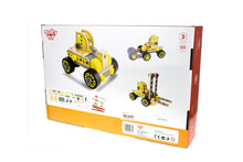 Load image into Gallery viewer, DIY wooden model kit Forklift roller and excavator in kit with tools.