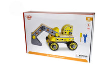 Load image into Gallery viewer, DIY wooden model kit Forklift roller and excavator in kit with tools.