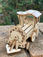 Load image into Gallery viewer, Model kit locomotive train Kids wood model toy with paint set-plywood DIY kit