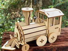 Load image into Gallery viewer, Model kit locomotive train Kids wood model toy with paint set-plywood DIY kit