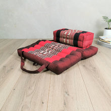 Load image into Gallery viewer, Thai kapok cushion Foldable Meditation Cushion + Seating Block Set RedEle.