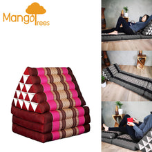 Load image into Gallery viewer, Thai kapok cushion Day bed roll out mattress 3-Folds with backrest Cushion -100% Thailand handmade Kapok-Blue