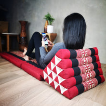 Load image into Gallery viewer, Thai kapok cushion Day bed roll out mattress 3-Folds with backrest Cushion -100% Thailand handmade Kapok-Red
