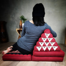 Load image into Gallery viewer, Thai kapok cushion Day bed roll out mattress 3-Folds with backrest Cushion -100% Thailand handmade Kapok-Red