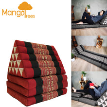 Load image into Gallery viewer, Day bed roll out mattress 3-Folds with backrest Cushion -100% Thailand handmade Kapok-Red