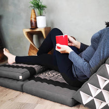 Load image into Gallery viewer, Thai kapok cushion Day bed roll out mattress 3-Folds with backrest Cushion -100% Thailand handmade Kapok-Blue