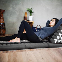 Load image into Gallery viewer, Thai kapok cushion Day bed roll out mattress 3-Folds with backrest Cushion -100% Thailand handmade Kapok-Blue
