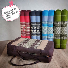 Load image into Gallery viewer, Double Fold Portable Meditation Cushion 100% handmade in Thailand with 100% Kapok Fill