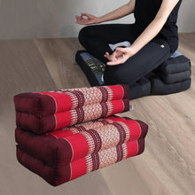 Load image into Gallery viewer, Thai kapok cushion3-Fold Zafu Meditation Cushion Set Thai Kapok Filled Floor Mat-RED.