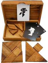 Load image into Gallery viewer, Logic Tangram Set with Play Cards Wooden Puzzle Game