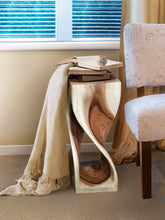 Load image into Gallery viewer, Twisted side table 76cm Single Twist Acacia Wood Side Table, Corner Table, Bar stool Clear Finish