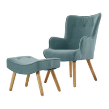 Load image into Gallery viewer, Artiss Armchair Lounge Chair Ottoman Accent Armchairs Sofa Fabric Chairs Blue