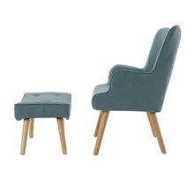 Load image into Gallery viewer, Artiss Armchair Lounge Chair Ottoman Accent Armchairs Sofa Fabric Chairs Blue