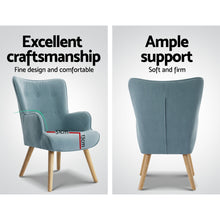 Load image into Gallery viewer, Artiss Armchair Lounge Chair Ottoman Accent Armchairs Sofa Fabric Chairs Blue