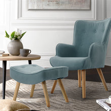 Load image into Gallery viewer, Artiss Armchair Lounge Chair Ottoman Accent Armchairs Sofa Fabric Chairs Blue