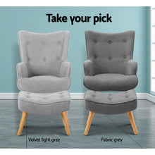 Load image into Gallery viewer, Artiss Armchair and Ottoman - Grey