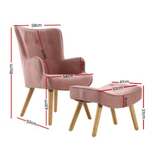 Load image into Gallery viewer, Artiss Armchair Lounge Chair Ottoman Accent Armchairs Sofa Fabric Chairs Pink