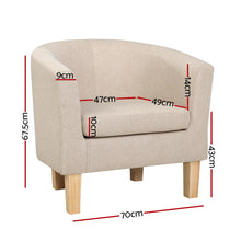 Load image into Gallery viewer, Artiss Armchair Lounge Chair Tub Accent Armchairs Fabric Sofa Chairs Beige