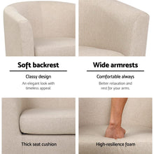 Load image into Gallery viewer, Artiss Armchair Lounge Chair Tub Accent Armchairs Fabric Sofa Chairs Beige