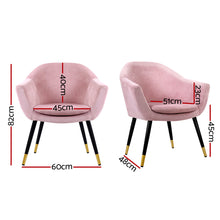 Load image into Gallery viewer, Artiss Armchair Lounge Chair Accent Armchairs Retro Single Sofa Velvet Pink Seat