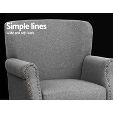 Load image into Gallery viewer, Artiss Armchair Accent Chair Retro Armchairs Lounge Accent Chair Single Sofa Linen Fabric Seat Grey