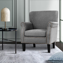 Load image into Gallery viewer, Artiss Armchair Accent Chair Retro Armchairs Lounge Accent Chair Single Sofa Linen Fabric Seat Grey