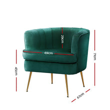 Load image into Gallery viewer, Artiss Armchair Lounge Accent Chair Armchairs Sofa Chairs Velvet Green Couch