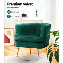 Load image into Gallery viewer, Artiss Armchair Lounge Accent Chair Armchairs Sofa Chairs Velvet Green Couch
