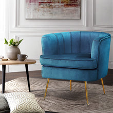 Load image into Gallery viewer, Artiss Armchair Lounge Chair Accent Armchairs Sofa Chairs Velvet Navy Blue Couch