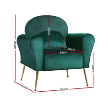 Load image into Gallery viewer, Artiss Armchair Lounge Chair Accent Armchairs Chairs Sofa Green Cushion Velvet