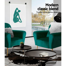 Load image into Gallery viewer, Artiss Armchair Lounge Chair Accent Armchairs Chairs Sofa Green Cushion Velvet