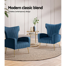 Load image into Gallery viewer, Artiss Armchair Lounge Accent Chairs Armchairs Chair Velvet Sofa Navy Blue Seat
