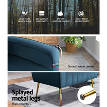 Load image into Gallery viewer, Artiss Armchair Lounge Accent Chairs Armchairs Chair Velvet Sofa Navy Blue Seat