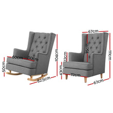Load image into Gallery viewer, Artiss Rocking Armchair Feeding Chair Linen Fabric Armchairs Lounge Retro Grey
