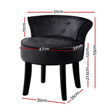 Load image into Gallery viewer, Artiss Velvet Vanity Stool Backrest Stools Dressing Table Chair Makeup Bedroom Black