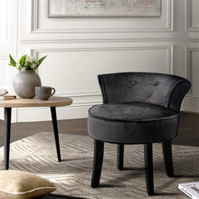 Load image into Gallery viewer, Artiss Velvet Vanity Stool Backrest Stools Dressing Table Chair Makeup Bedroom Black