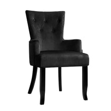 Load image into Gallery viewer, Dining Chairs French Provincial Chair Velvet Fabric Timber Retro Black