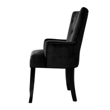 Load image into Gallery viewer, Dining Chairs French Provincial Chair Velvet Fabric Timber Retro Black