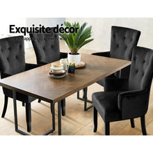 Load image into Gallery viewer, Dining Chairs French Provincial Chair Velvet Fabric Timber Retro Black