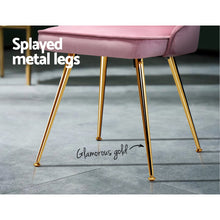 Load image into Gallery viewer, Artiss Set of 2 Dining Chairs Retro Chair Cafe Kitchen Modern Iron Legs Velvet Pink
