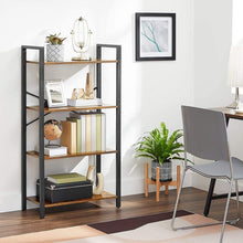 Load image into Gallery viewer, VASAGLE 4-Tier Bookshelf Storage Rack with Steel Frame Industrial Style Rustic Brown and Black