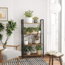 Load image into Gallery viewer, VASAGLE 4-Tier Bookshelf Storage Rack with Steel Frame Industrial Style Rustic Brown and Black