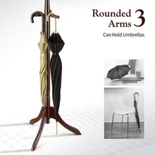 Load image into Gallery viewer, Brown Coat Rack with Stand Wooden Hat and 9 Hooks Hanger Walnut tree