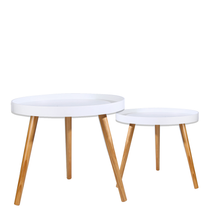 Load image into Gallery viewer, Biazah Round Bedside Table Side Table Bedroom Furniture Large and Small Set