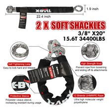 Load image into Gallery viewer, X-BULL Recovery Rope kit Snatch Strap Soft Shackles Hitch receiver Kinetic Tire Deflator