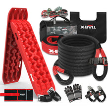 Load image into Gallery viewer, X-BULL 4X4 Recovery Kit Kinetic Recovery Rope Snatch Strap / 2PCS Recovery Tracks 4WD Gen3.0 Red