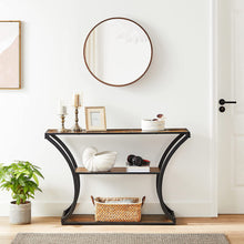 Load image into Gallery viewer, Console Table with Curved Frames with 2 Open Shelves Rustic Brown and Black