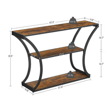 Load image into Gallery viewer, Console Table with Curved Frames with 2 Open Shelves Rustic Brown and Black