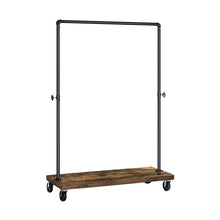 Load image into Gallery viewer, Industrial Pipe Style Rolling Garment Rack with Shoe Shelf